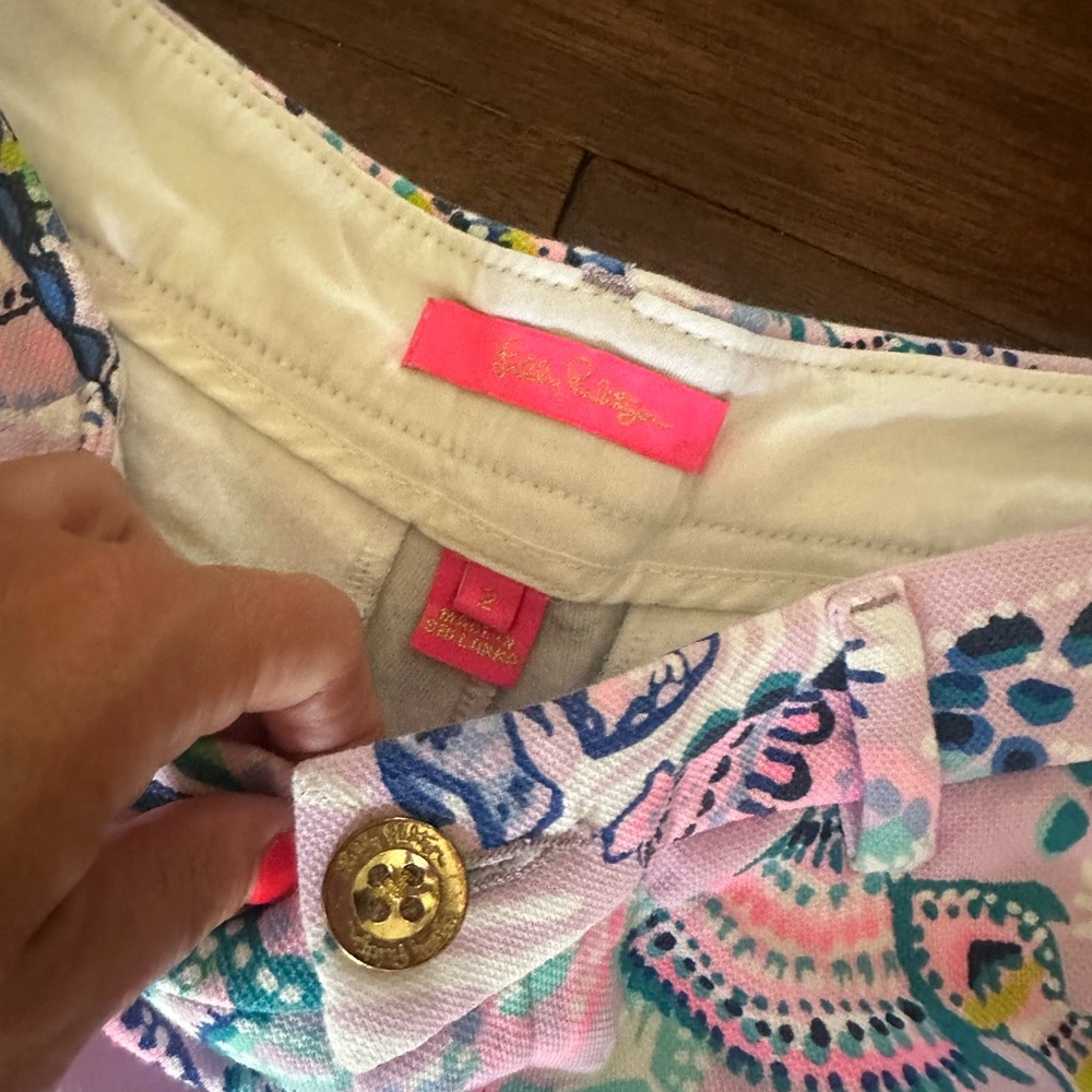 Lilly Pulitzer Pastel Patterned Skirt with Gold Button